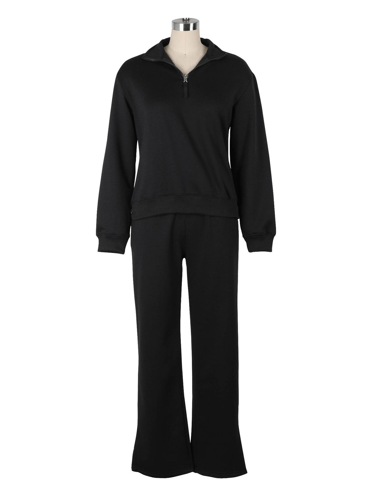 Casual Zip Long Sleeve Sweatshirt Two Piece Set