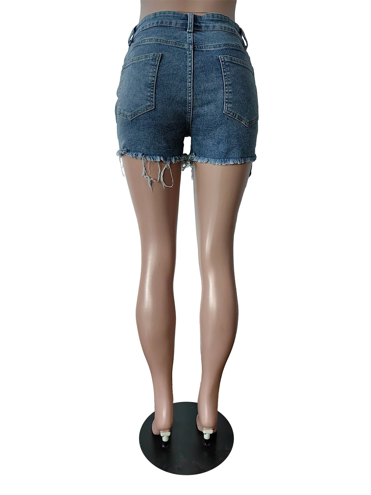 Fashion Nail Bead Elastic Shorts Jeans