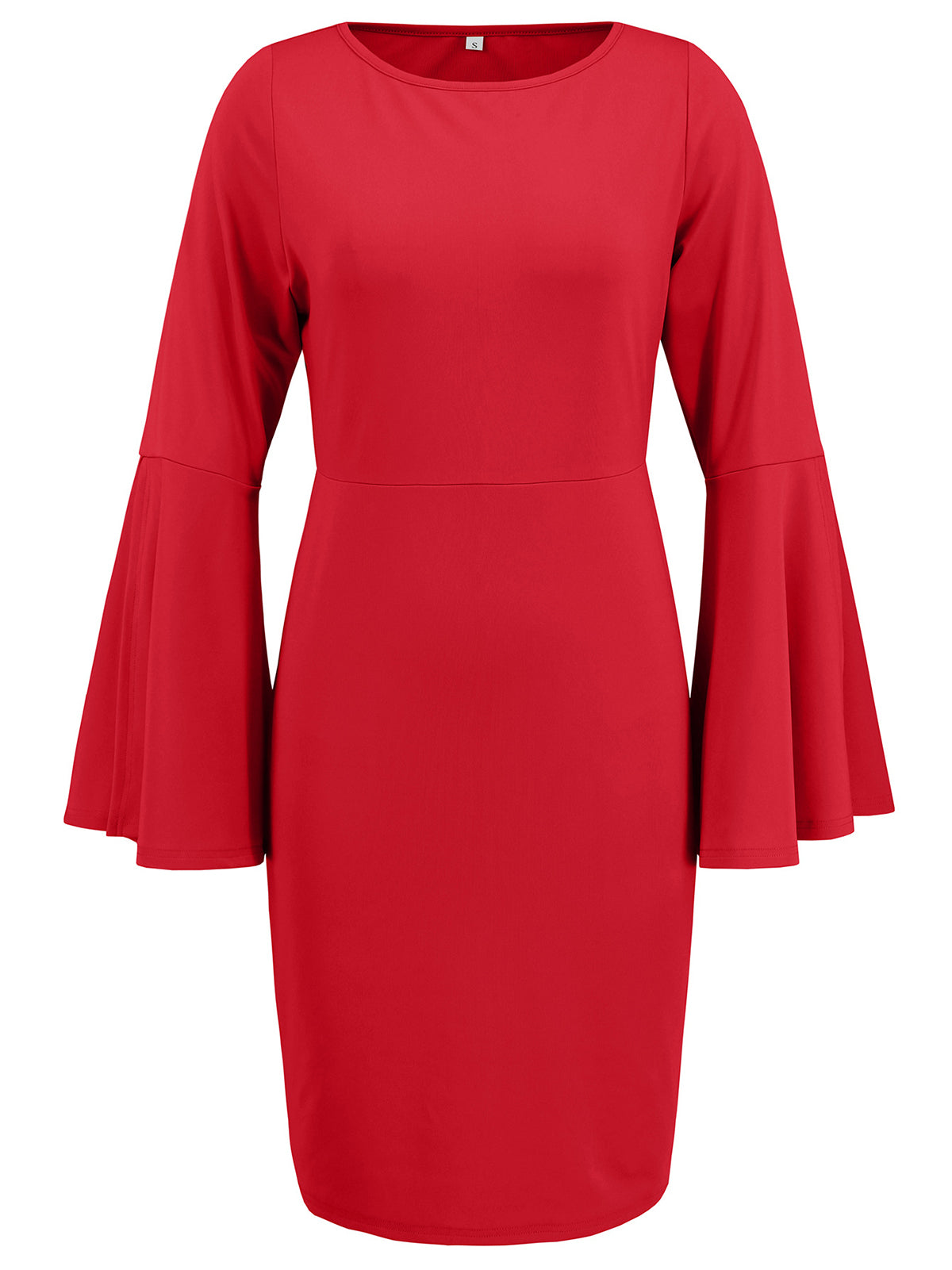 Crew Neck Bell Sleeve Bodycon Hips-Wrapped Dress