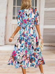Casual V-neck Bohemia Print A-Line Dress