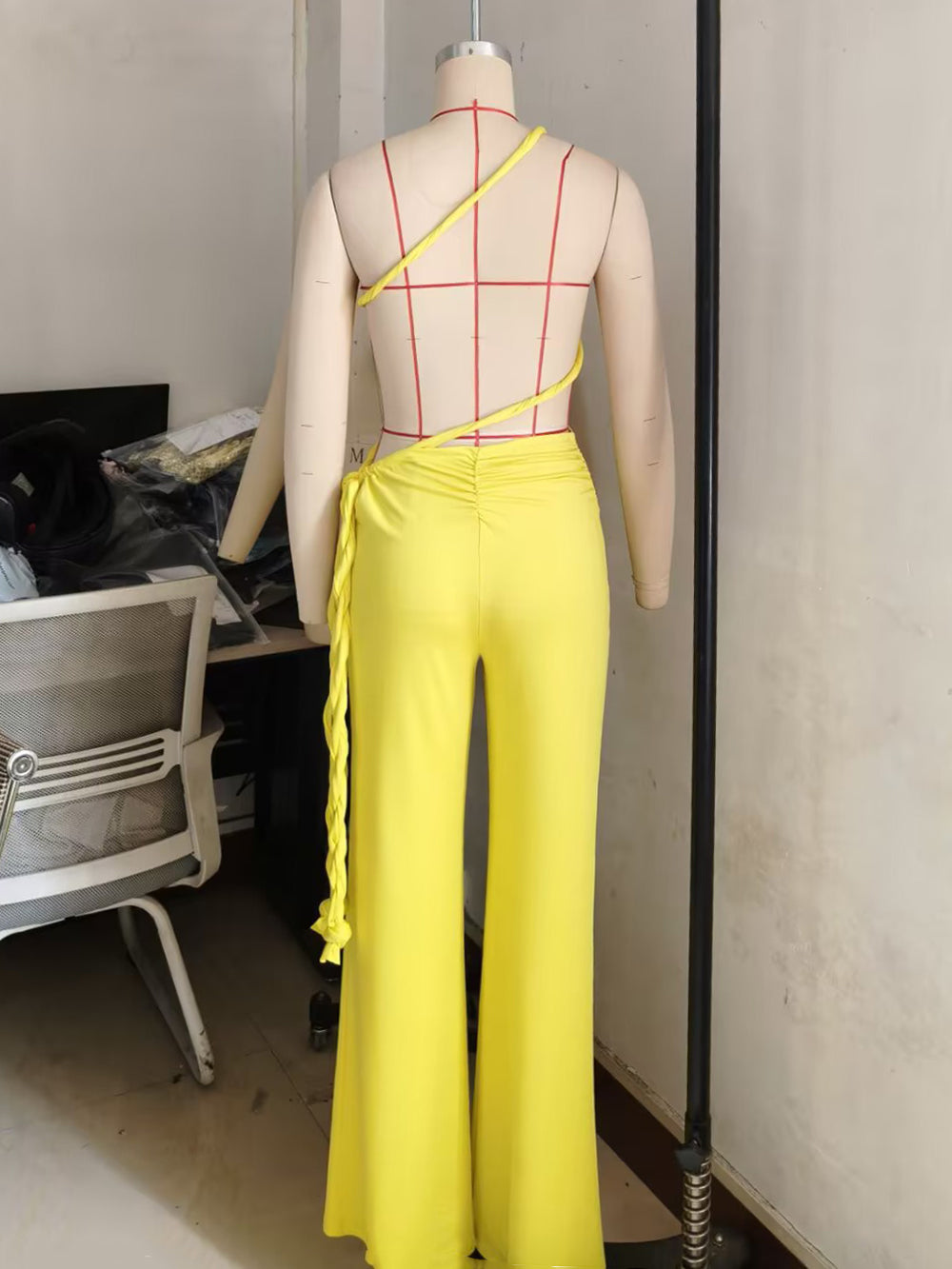 Sexy Ruched Backless Wide Leg Jumpsuit
