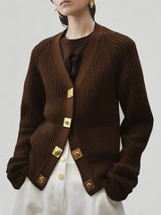 V Neck Single Breasted Casual Cardigan Sweater