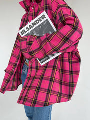 Plaid Collared Oversized Pocket Shirt