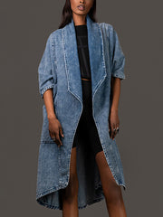 Patchwork Loose Denim Cardigan Jackets