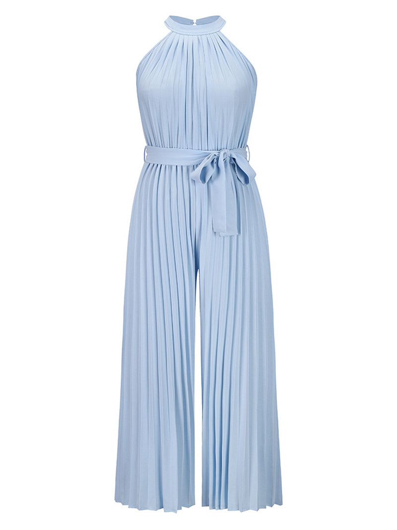 Solid Color Slim Wide Leg Jumpsuit