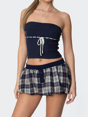 Fashion Plaid Bubble Mini Skort