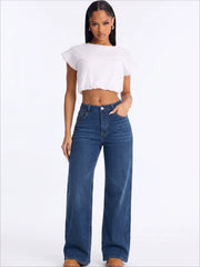 High Waist Relaxed Wide Leg Blue Jeans