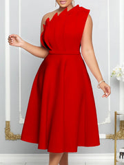 Sexy One Shoulder Pleated High Waist Ruffled Gowns