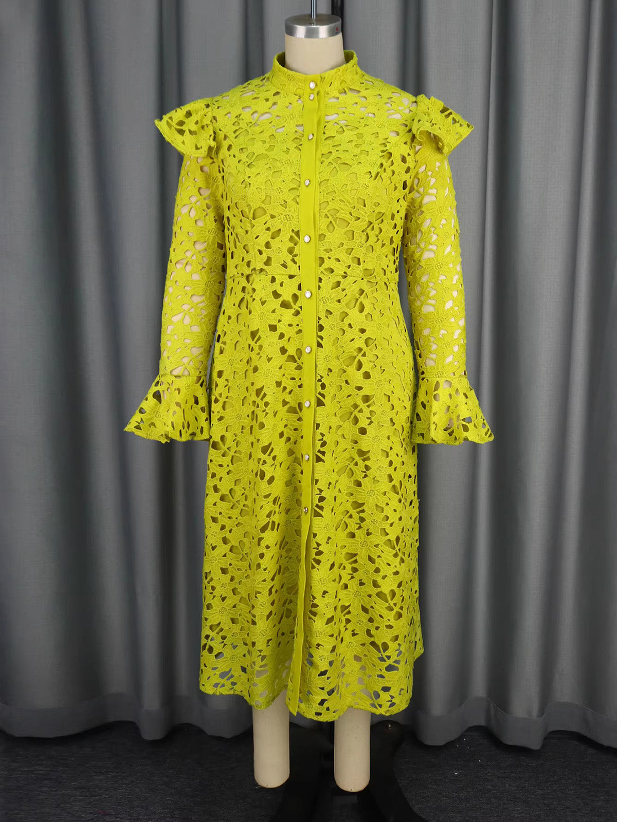 Elegant Lace Turtleneck Cardigan And Strap Dress Set