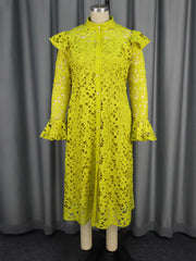 Elegant Lace Turtleneck Cardigan And Strap Dress Set