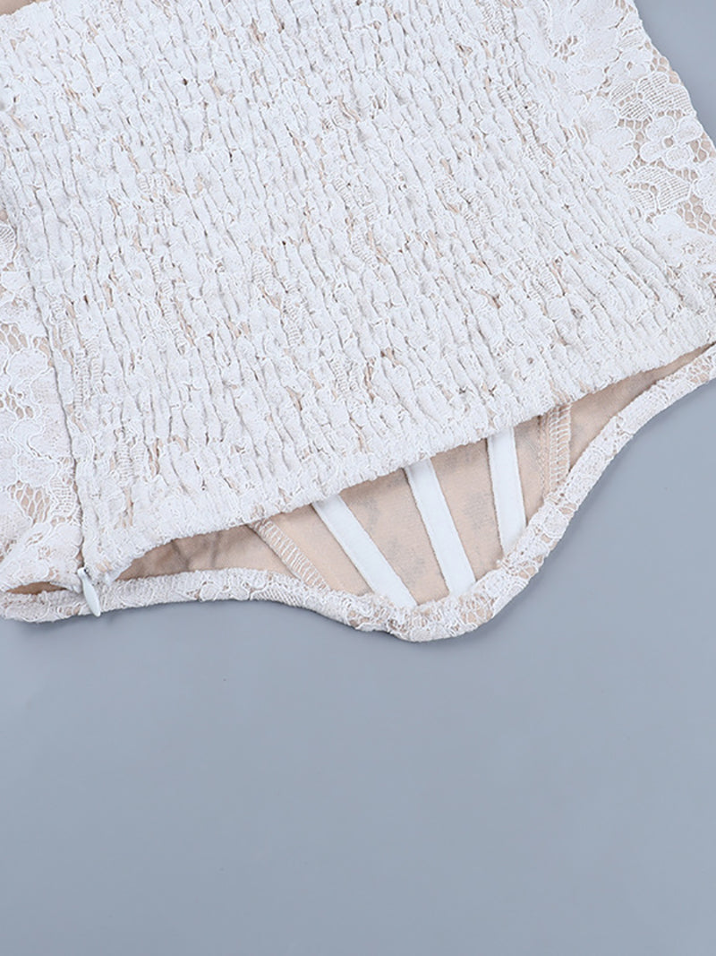 Sexy Strapless Embroidery Lace Girdling Vest Top