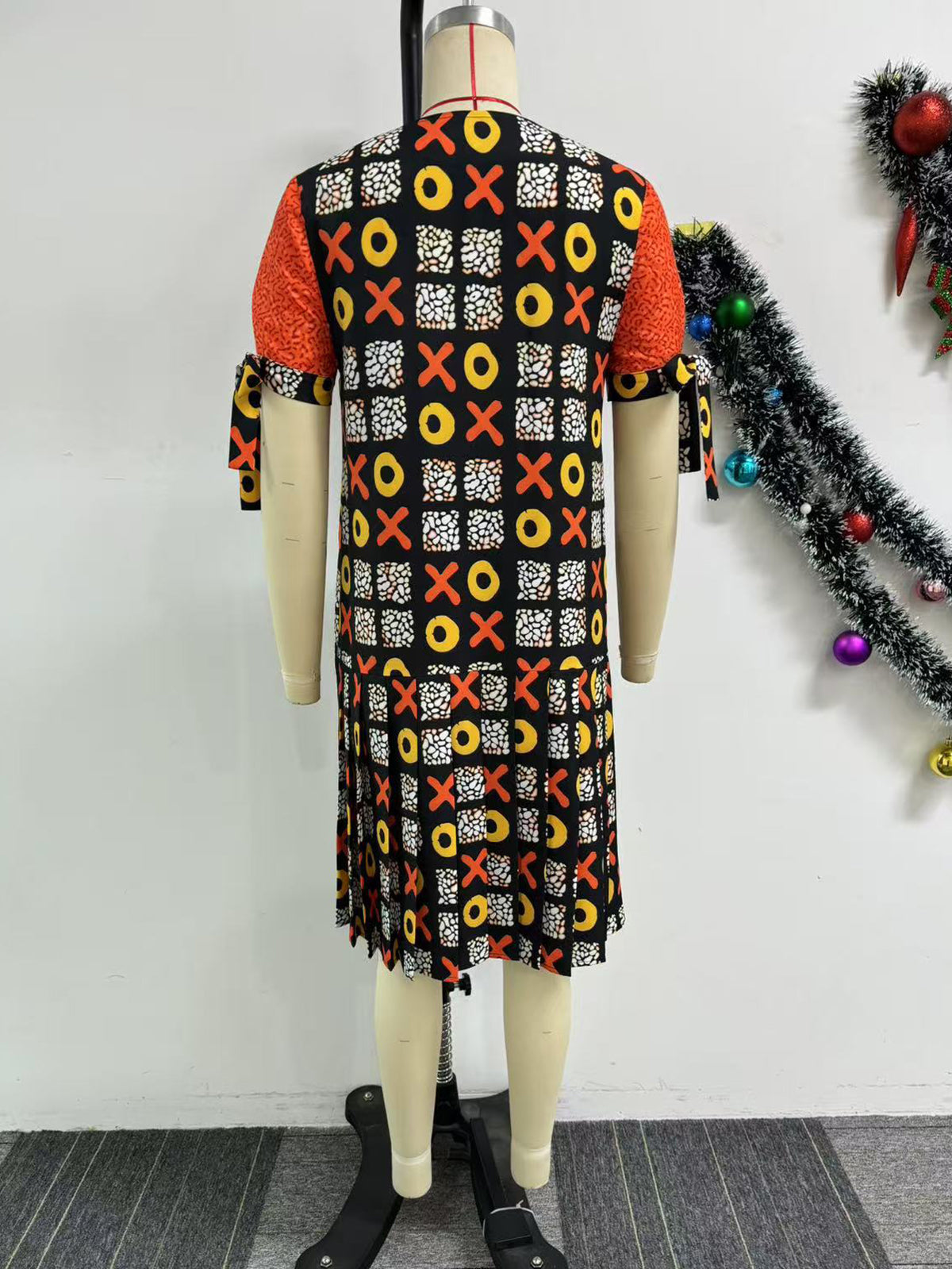 Elegance Loose Print Zip Casual Dress