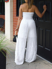 Fashion Summer Ruffled Strapless Tube Jumpsuit
