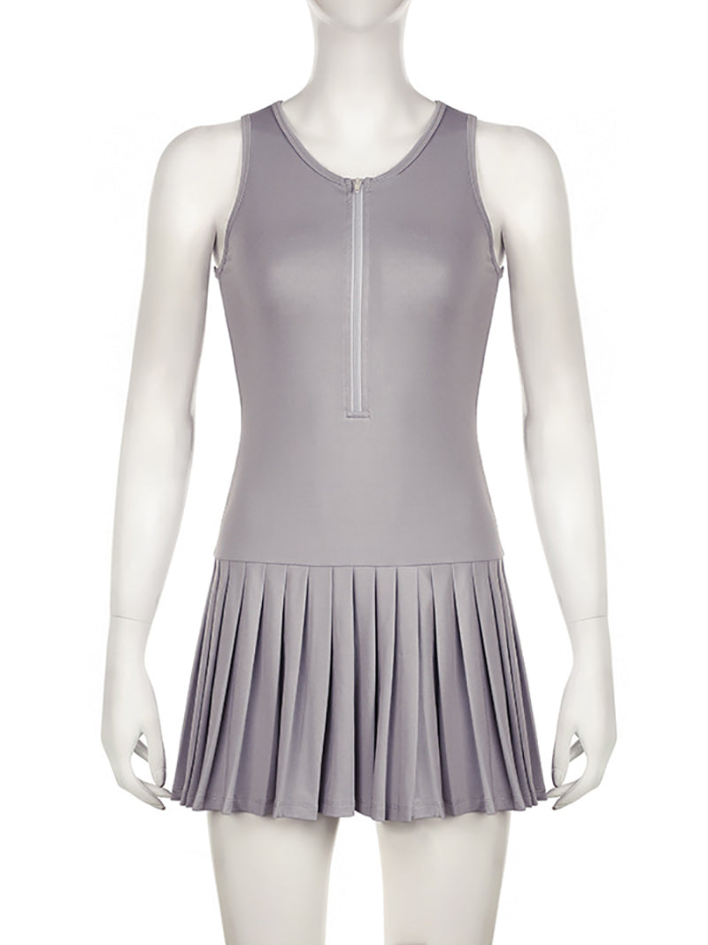 Casual Sleeveless Zipper Sports Dress