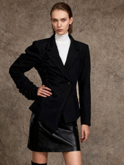 Asymmetric Sculptural Black Blazer-boutique
