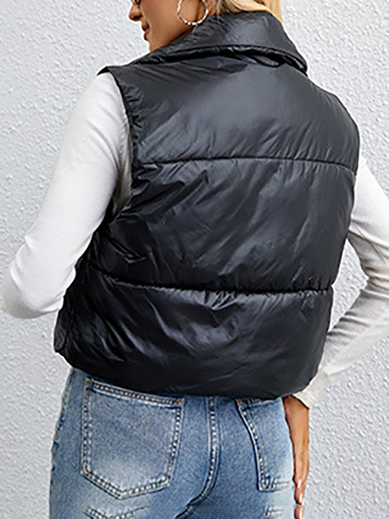 Solid Color Sleeveless Vest Cotton Padded Jacket