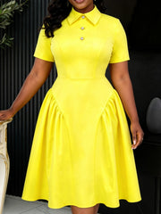 Women's Button Front A-Line Midi Dress
