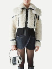 Fashion Faux Lamb Fur Buckle Strap Jacket Coat