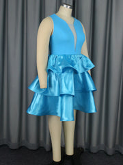 Patchwork High Rise Fitted Sleeveless Cake Dress