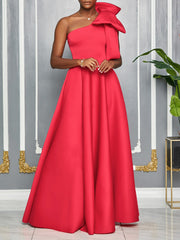 Slash-Shoulder Big Bow Sexy Evening Dress