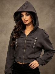 Convertible Zip Button Oversized Hoodie-boutique