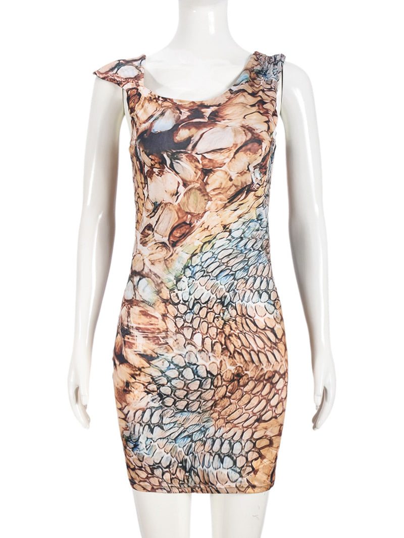 Sexy Abstract Snake Print Bodycon Dress