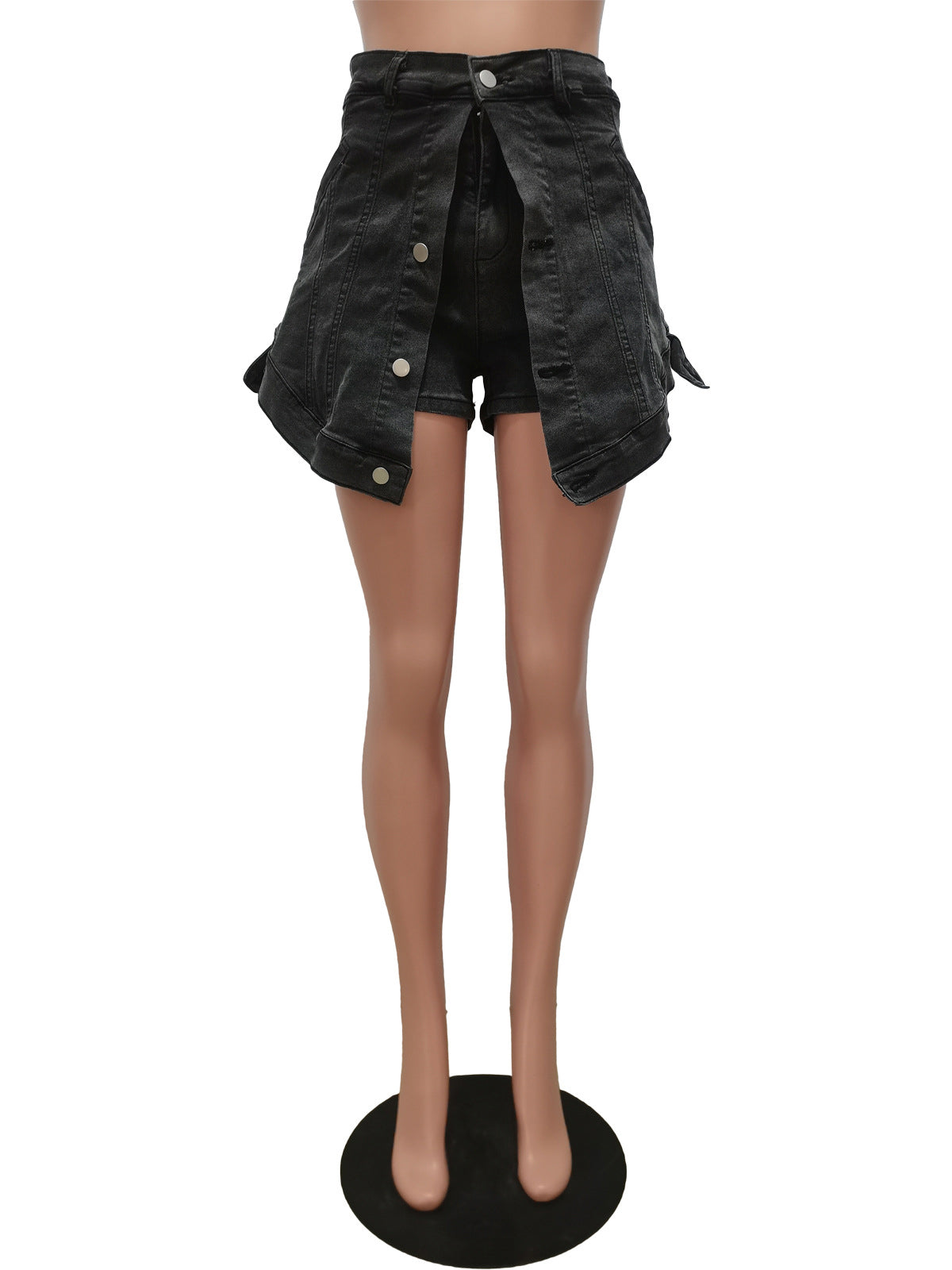 Casual Elastic Denim Shorts Fake Skirt