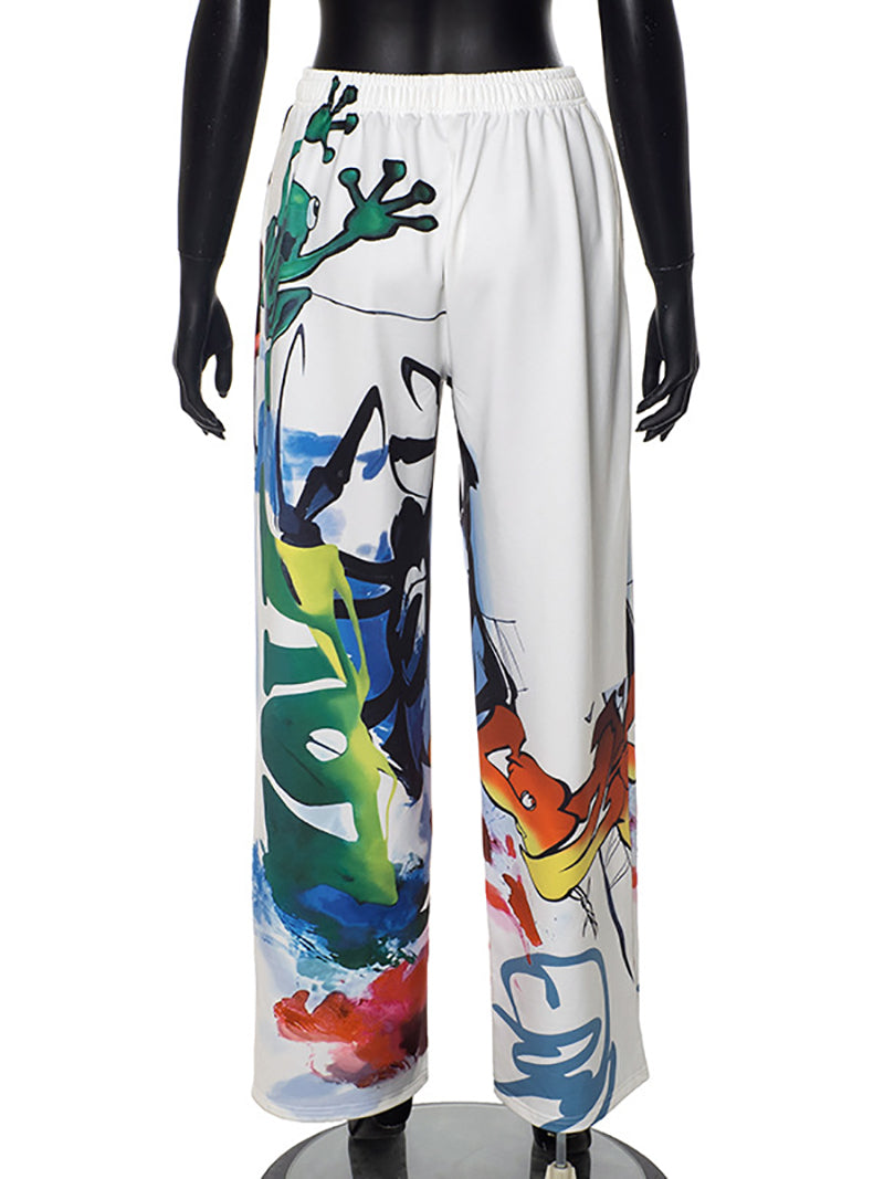 Digital Print Loose Casual Sweatpants