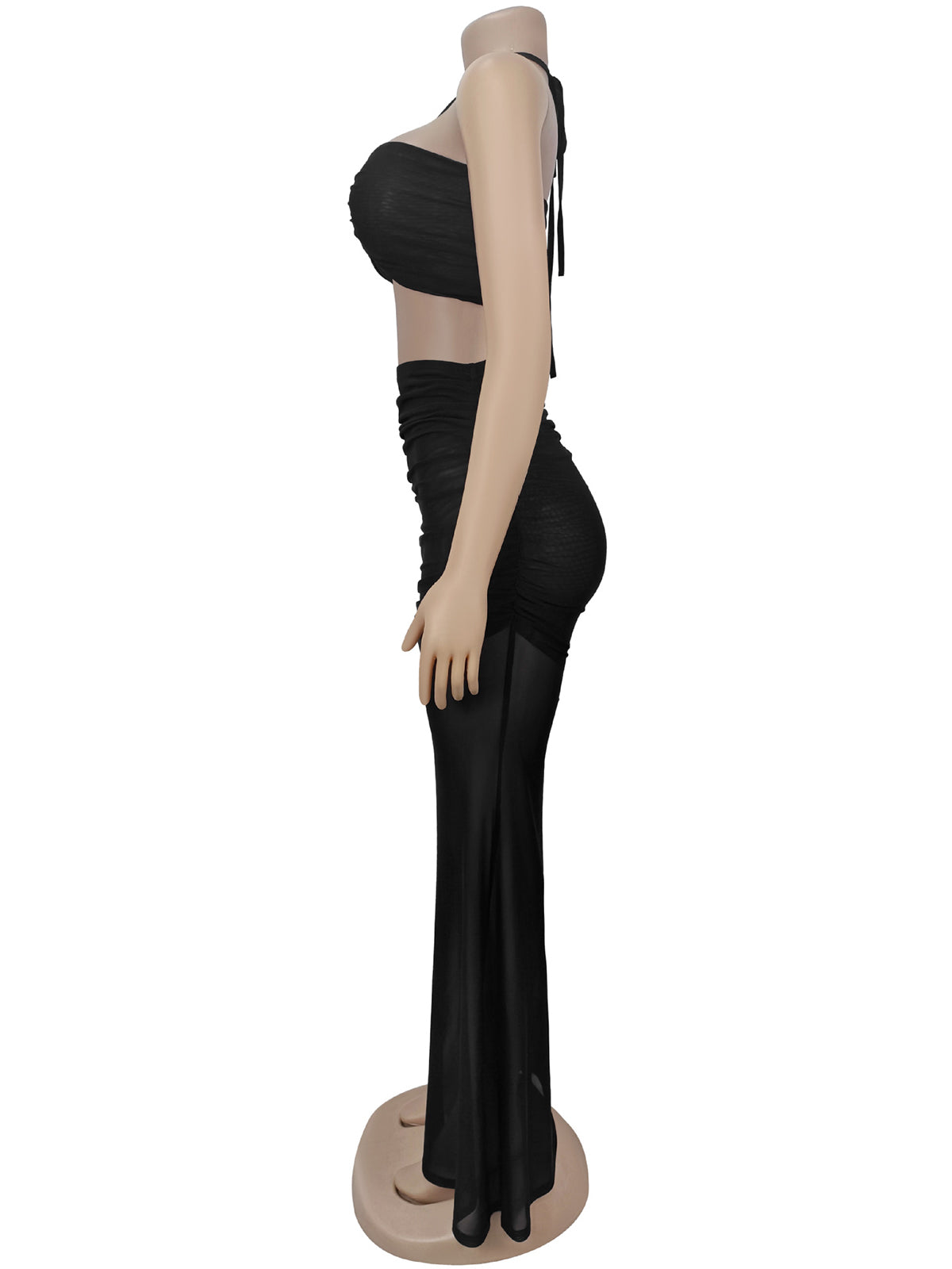 Sexy Crop Tube Top  Maxi Skirt Two Piece Set