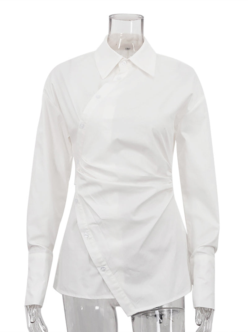 Fashion Asymmetrical Single Breasted Slim Shirt