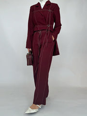 Fashion Lace-up Top High-waist Trousers Set