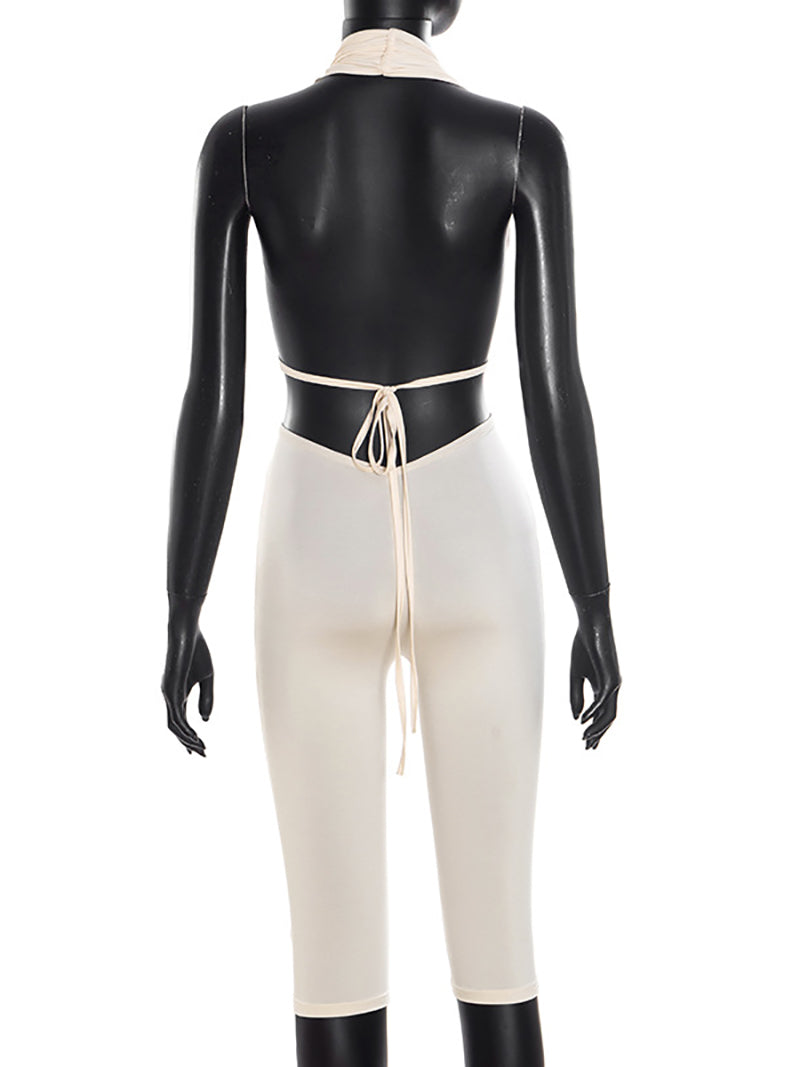 Sexy Deep V Halter Backless Jumpsuit