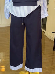 Striped Top and High Waist Pants Set