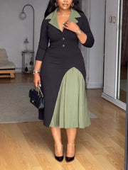 Vintage Sexy V Neck Cinched Waist Slim Midi Dress