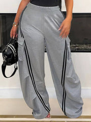 Sports Casual Stripe Cargo Wide-Leg Pants