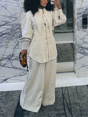 Balloon Sleeve Shirt and Pants Set