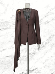 Fashion Shoulder Ribbon Embellished Slim Jacket