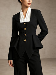Contrast Trim Tailored Blazer-boutique