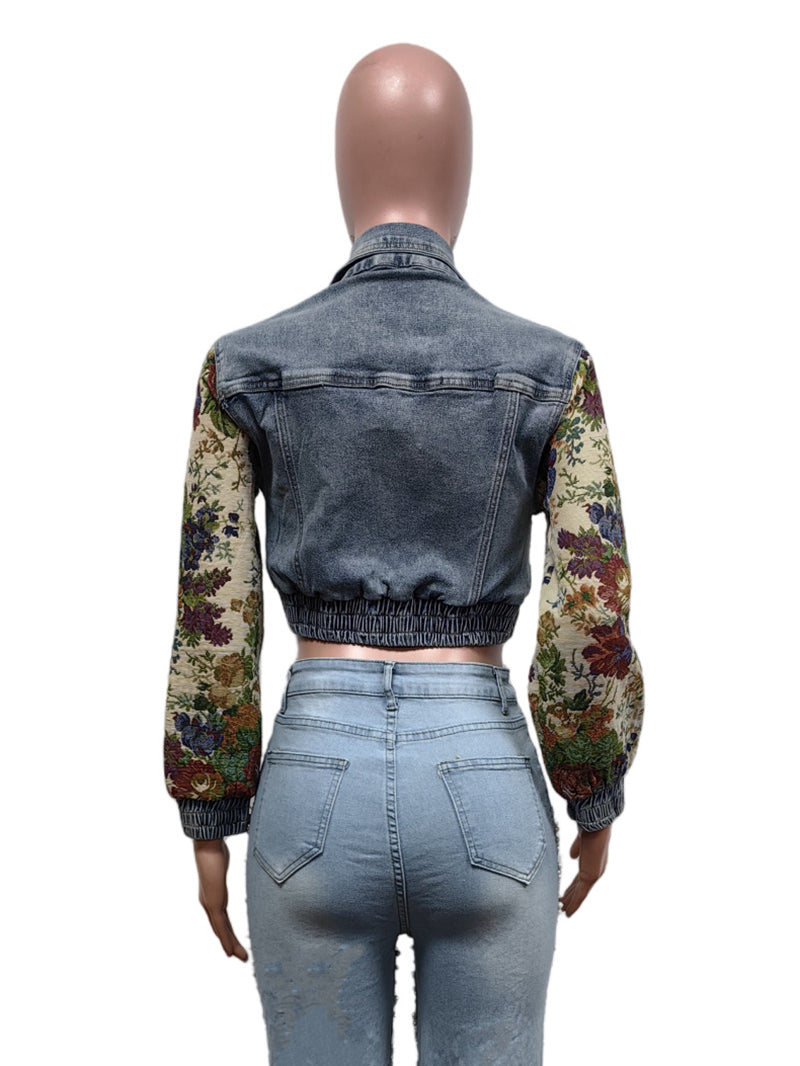 Chic Cropped Patchwork Denim Jacket