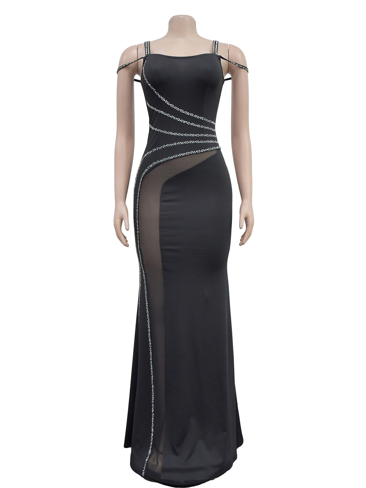 Rhinestones Bandage Asymmetrical Dress