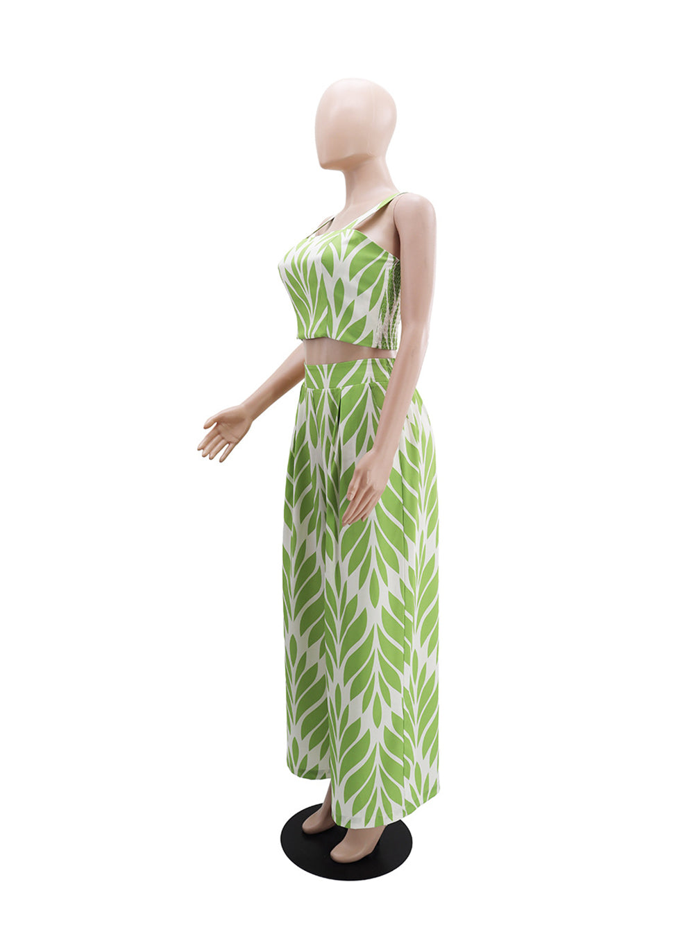 Casual Print Strap Vest Straight Pants Two Piece Set