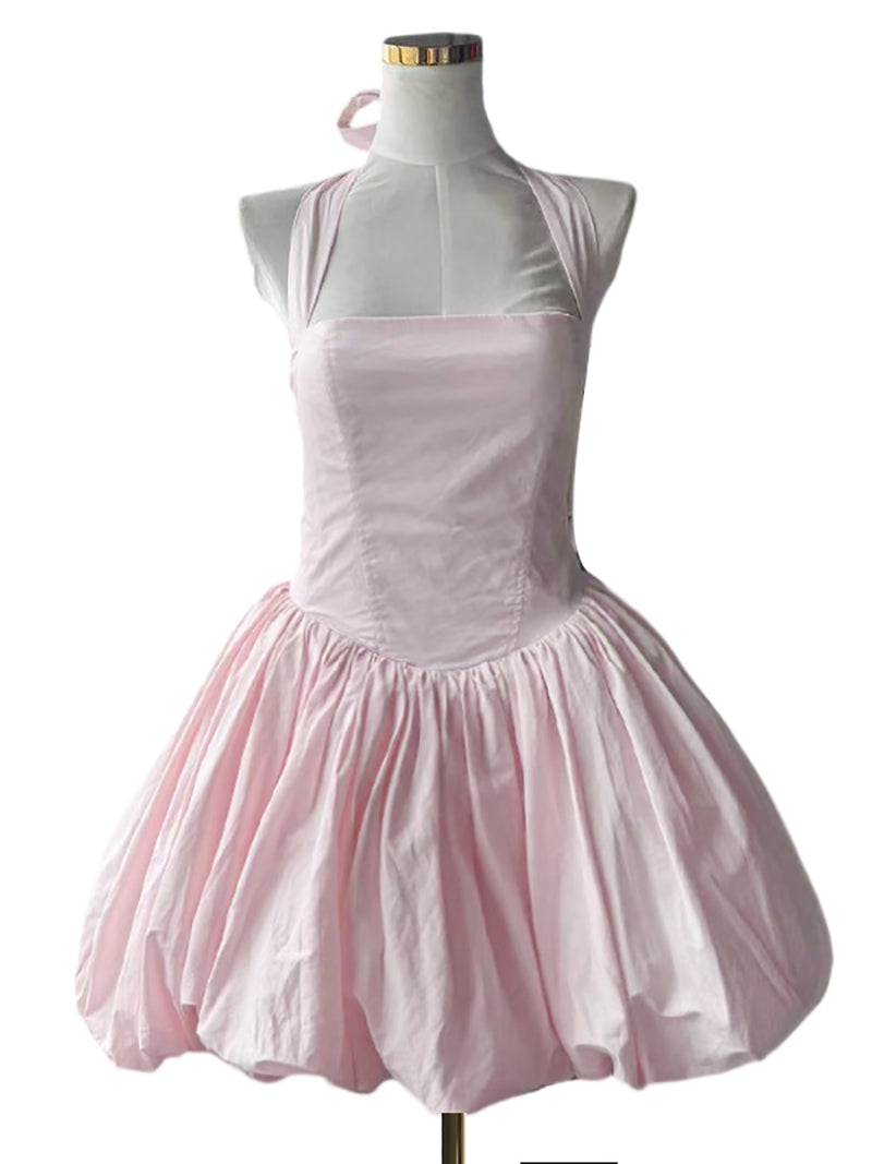 Sexy Halter Tie Neck Corset Mini Puffy Dress