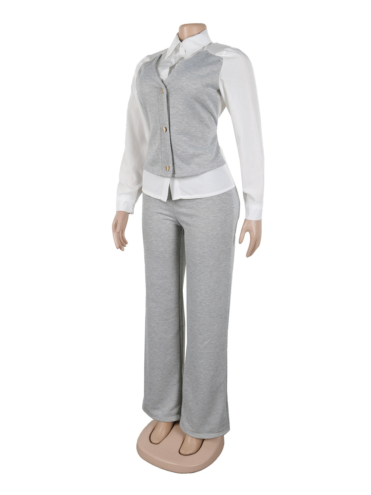 Vest Combo Shirt And Straight Leg Pants Sets