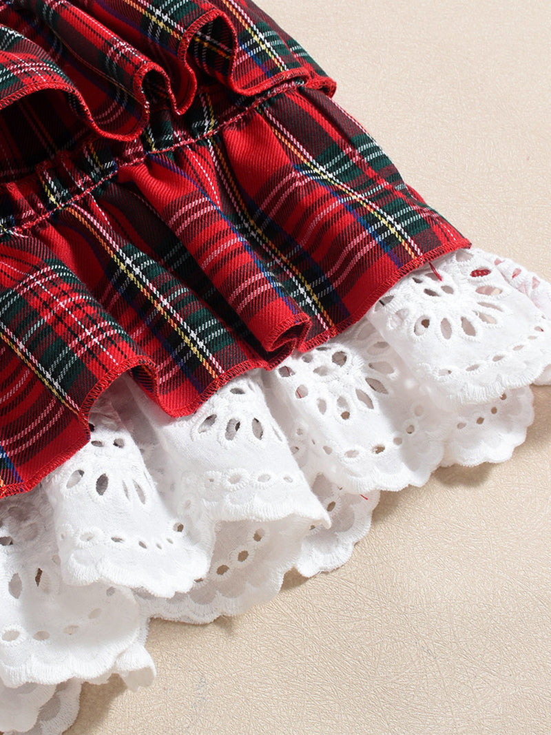Sexy Backless Lace-up Low Waist Plaid Mini Skirt Set