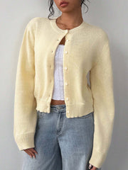 Casual Button-Up Long Sleeve Knit Cardigan Sweater