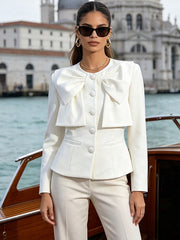 Women's Bow Tie Cropped Jacket-boutique