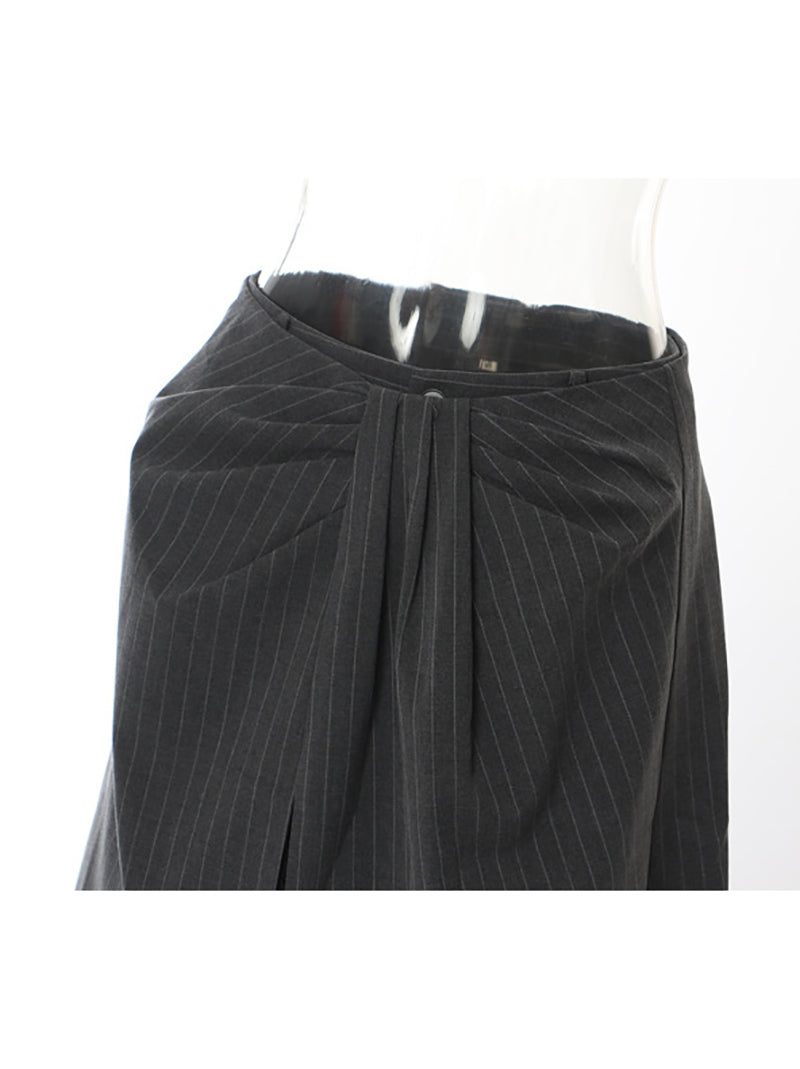 Striped Ruched Split Lace Wide Leg Layered Pants Sets
