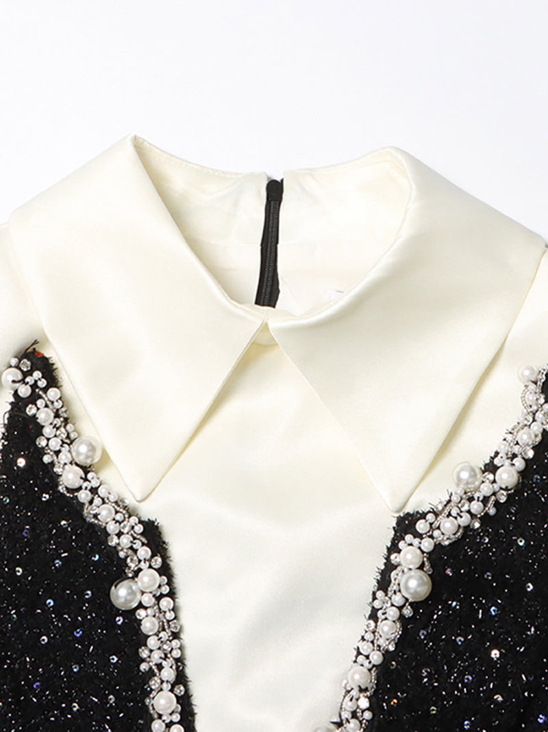 Elegant Patchwork Sequin Mini Dress