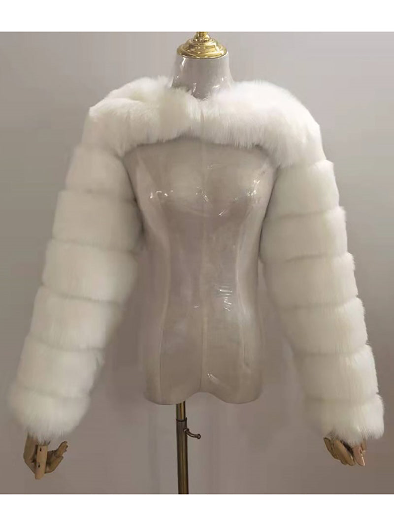 Fluffy Faux Fur Warm Shawl Jacket Coat