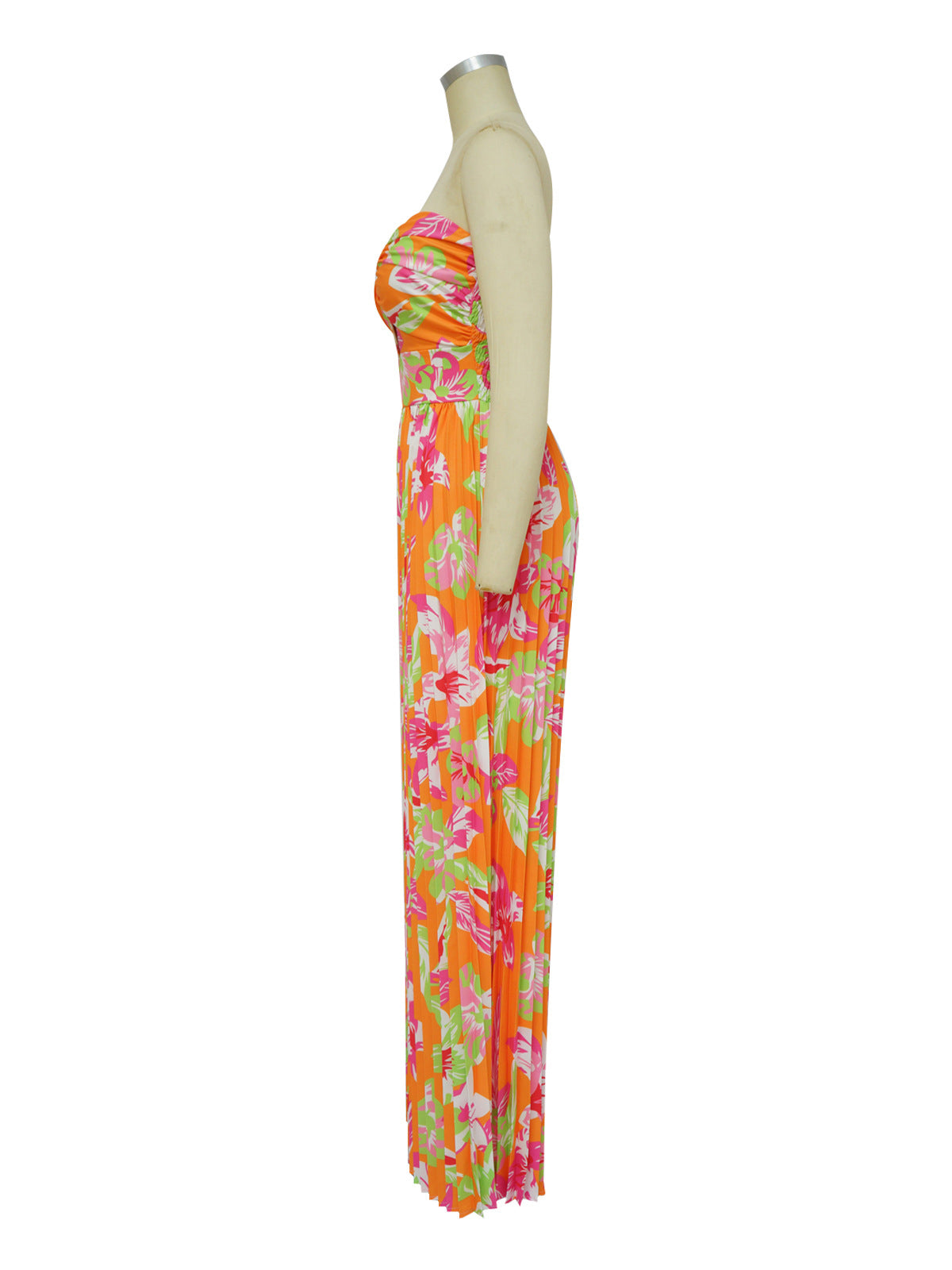 Sexy Strapless Print Bouffant Wide Leg Jumpsuit